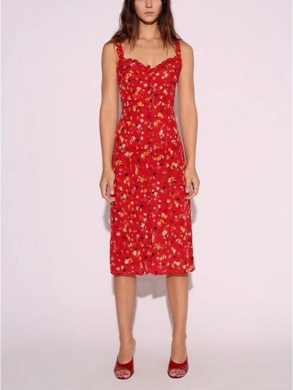Realisation Par The Juliet Dress Rouge Fleur 100% Silk Size Small